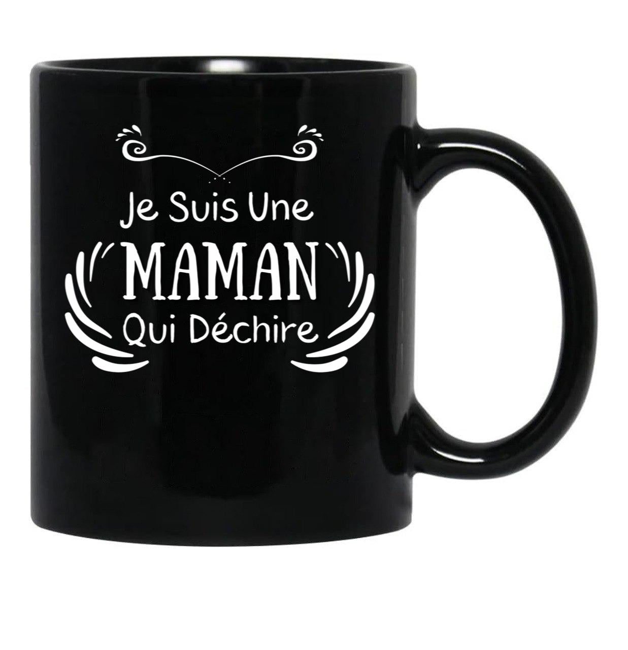 I'M A Mom Who Rocks Black Coffee Mug - Black