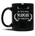 I'M A Mom Who Rocks Black Coffee Mug