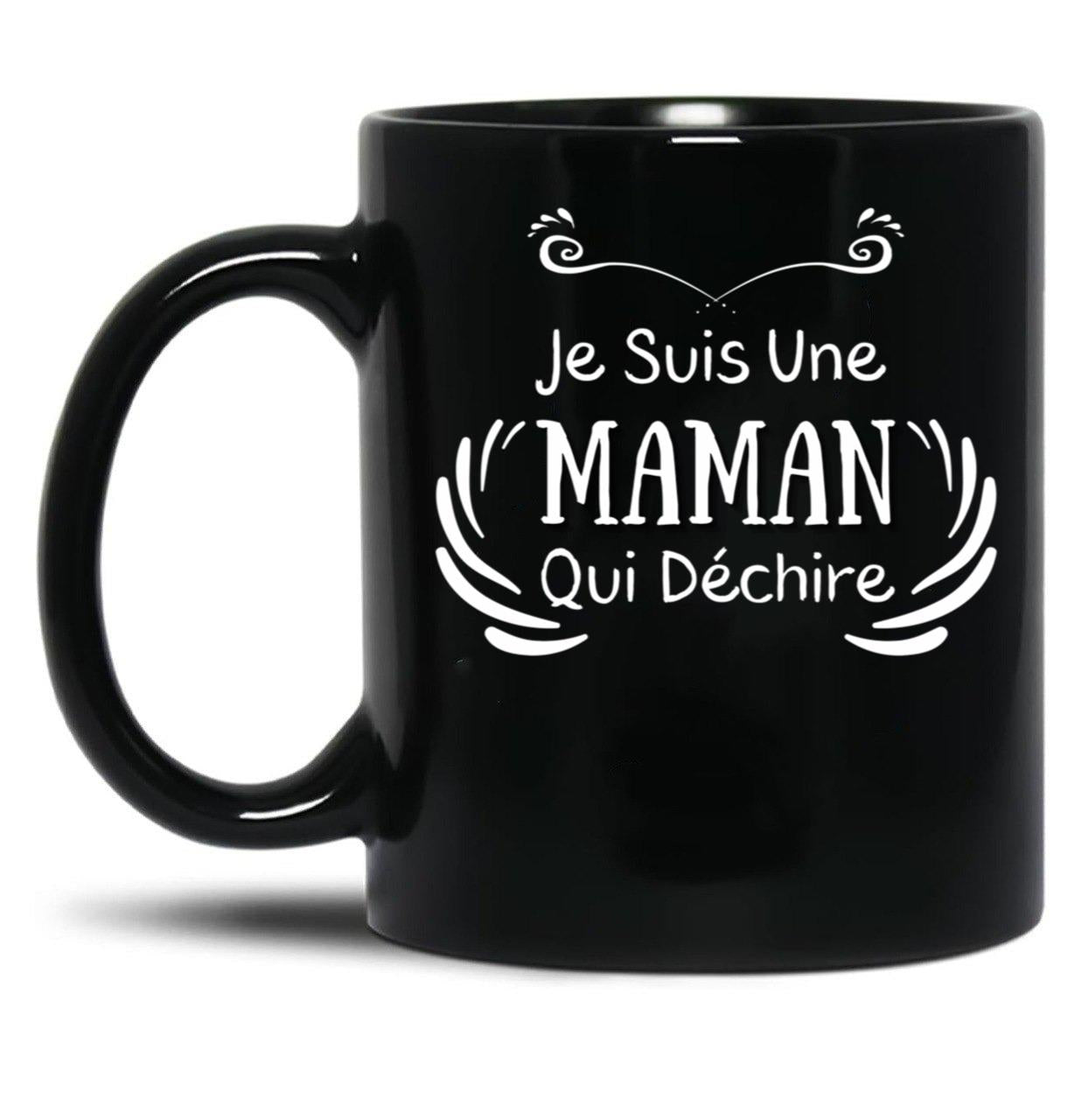 I'M A Mom Who Rocks Black Coffee Mug