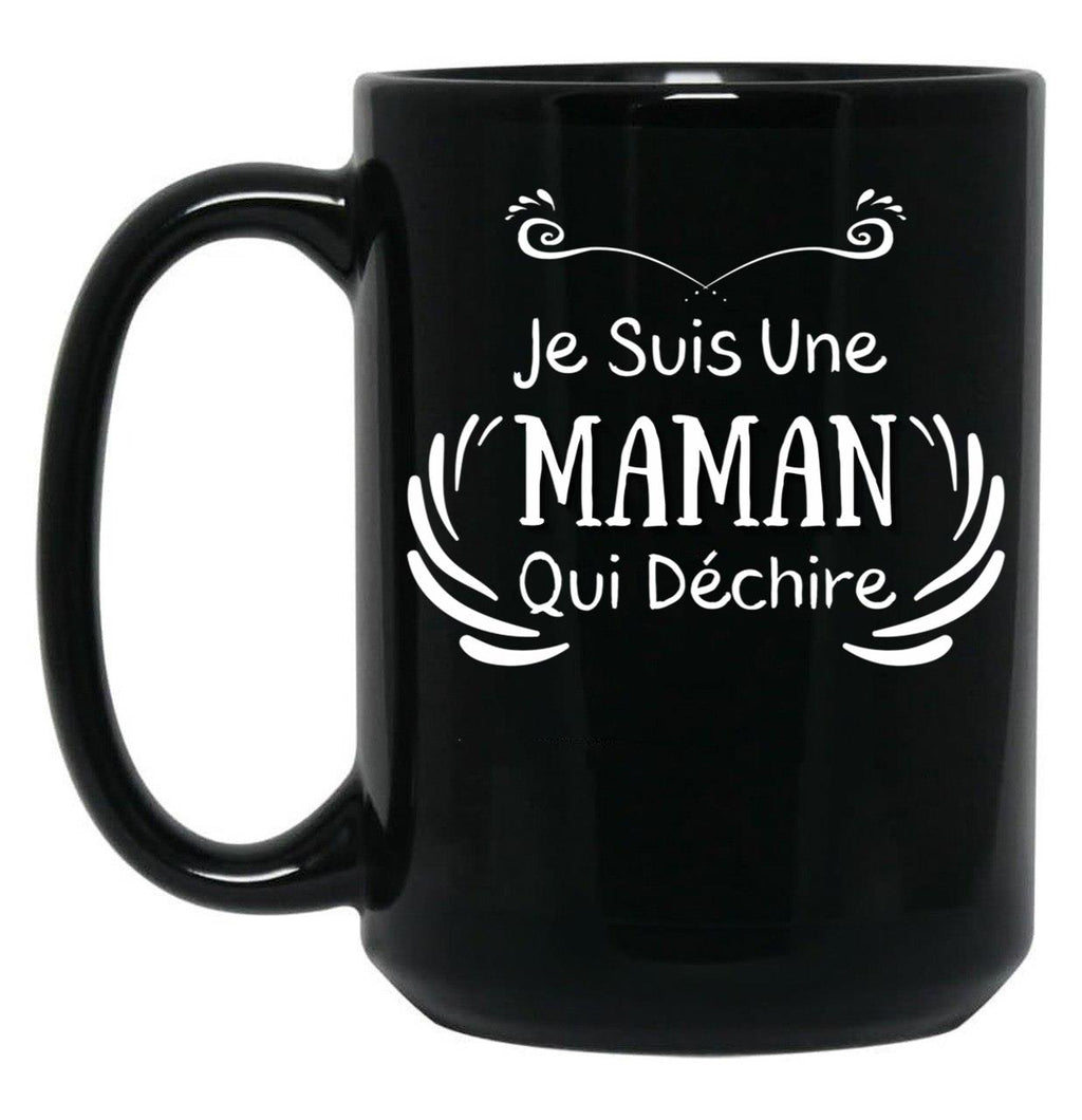 I'M A Mom Who Rocks Black Coffee Mug
