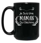 I'M A Mom Who Rocks Black Coffee Mug