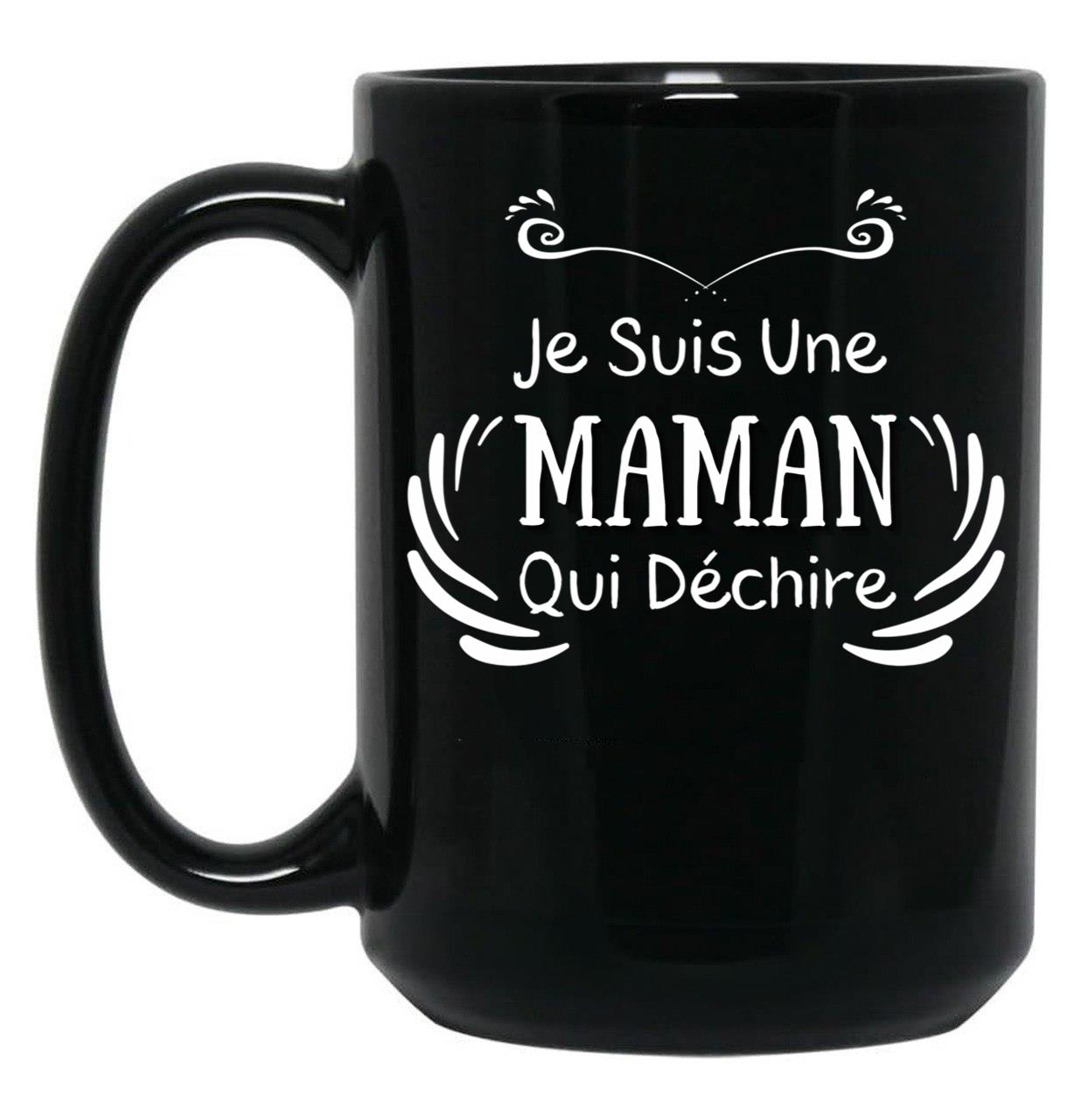 I'M A Mom Who Rocks Black Coffee Mug
