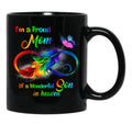 I'M A Proud Mom Of A Wonderful Son In Heaven 95 Son Funny Christmas Cute Dad Daughter Black Coffee Mug - Black