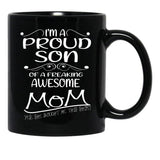 I'M A Proud Son In Low For A Freaking Awesome Mother In Law Gift For Mom Black Coffee Mug - Black