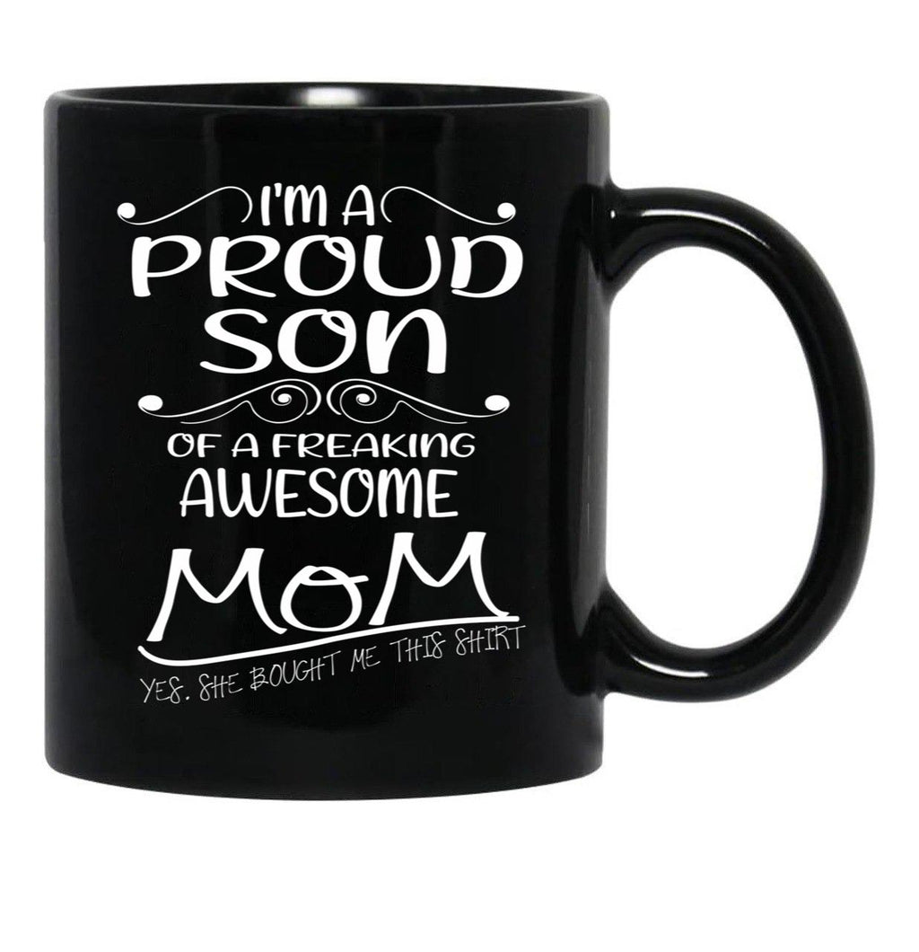 I'M A Proud Son In Low For A Freaking Awesome Mother In Law Gift For Mom Black Coffee Mug - Black