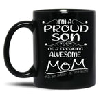 I'M A Proud Son In Low For A Freaking Awesome Mother In Law Gift For Mom Black Coffee Mug