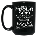 I'M A Proud Son In Low For A Freaking Awesome Mother In Law Gift For Mom Black Coffee Mug