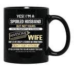 I'M A Spoiled Husband Of A Freaking Awesome Wife Black Coffee Mug - Black
