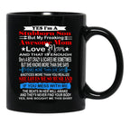 I'M A Stubborn Son But My Freaking Awesome Mom Love Me Black Coffee Mug - Black