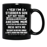 I'M A Stubborn Son Gift From Awesome Mom Mothers Day Black Coffee Mug - Black