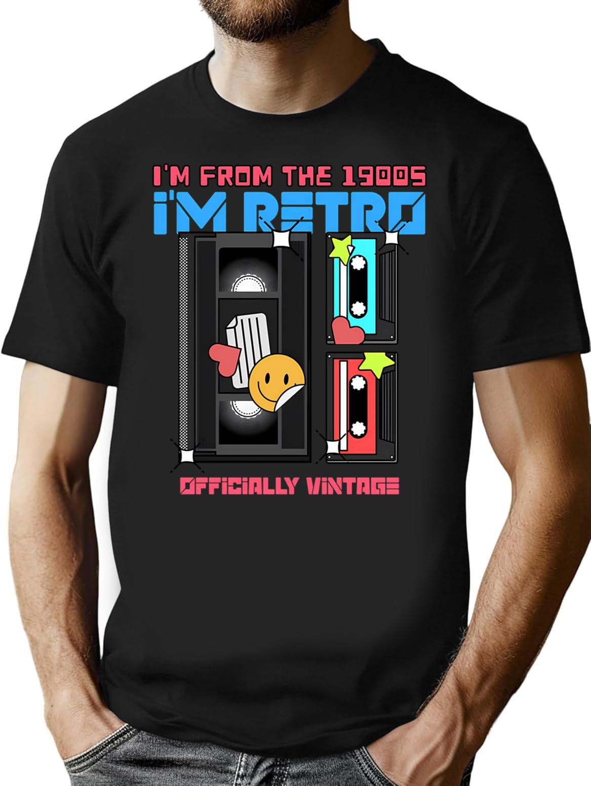 I'M From The 1900S Retro Cassette Vhs T-Shirt T-Shirt for Men & Women, T-Shirts Graphic Tee - Black