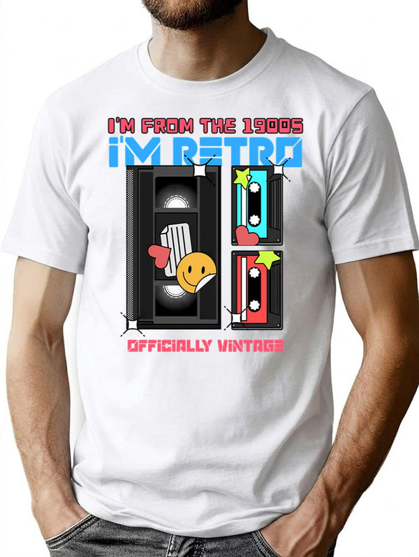 I'M From The 1900S Retro Cassette Vhs T-Shirt T-Shirt for Men & Women, T-Shirts Graphic Tee - White