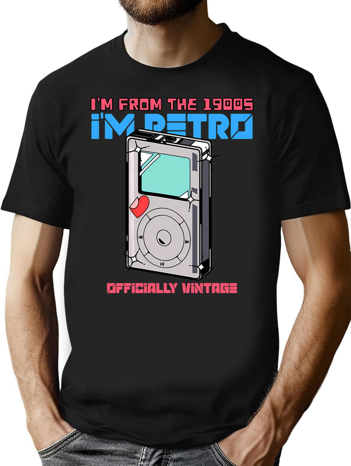 I'M From The 1900S Retro Mp3 T-Shirt T-Shirt for Men & Women, T-Shirts Graphic Tee - Black