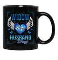 I'M Not A Widow I'M A Wife To A Husband With Wings Black Coffee Mug - Black