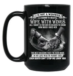 I'M Not A Widower I'M A Husband To A Beautiful Wife With Wings Black Coffee Mug