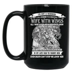 I'M Not A Widower I'M A Husband To Beautiful Wife With Wings Black Coffee Mug