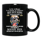 I'M Not A Widower I'M Husband To A Beautiful Wife With Wings Black Coffee Mug - Black