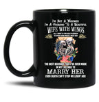 I'M Not A Widower I'M Husband To A Beautiful Wife With Wings Black Coffee Mug