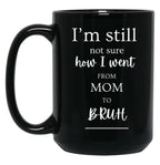 I'M Still Not Sure How I Went From Mom To Bruh Black Coffee Mug