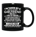I'M Taken By A Freaking Awesome Girlfriend Black Coffee Mug - Black