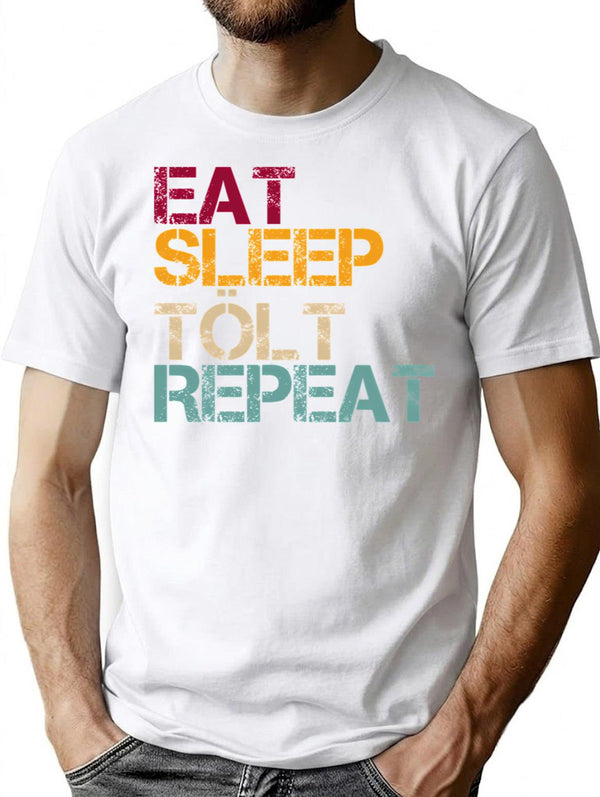 Icelandic Horse Eat Sleep Repeat T-Shirt for Men & Women, T-Shirts Graphic Tee - White