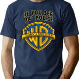 If You See Da Police Warn A Brother Funny Premium Heavyweight Cotton T-Shirt - Navy