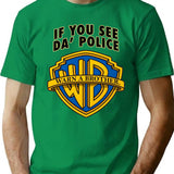 If You See Da Police Warn A Brother Funny Premium Heavyweight Cotton T-Shirt - Green