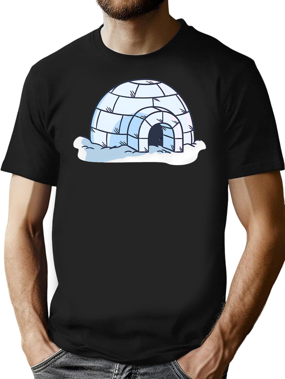 Igloo T-Shirt for Men & Women, T-Shirts Graphic Tee - Black