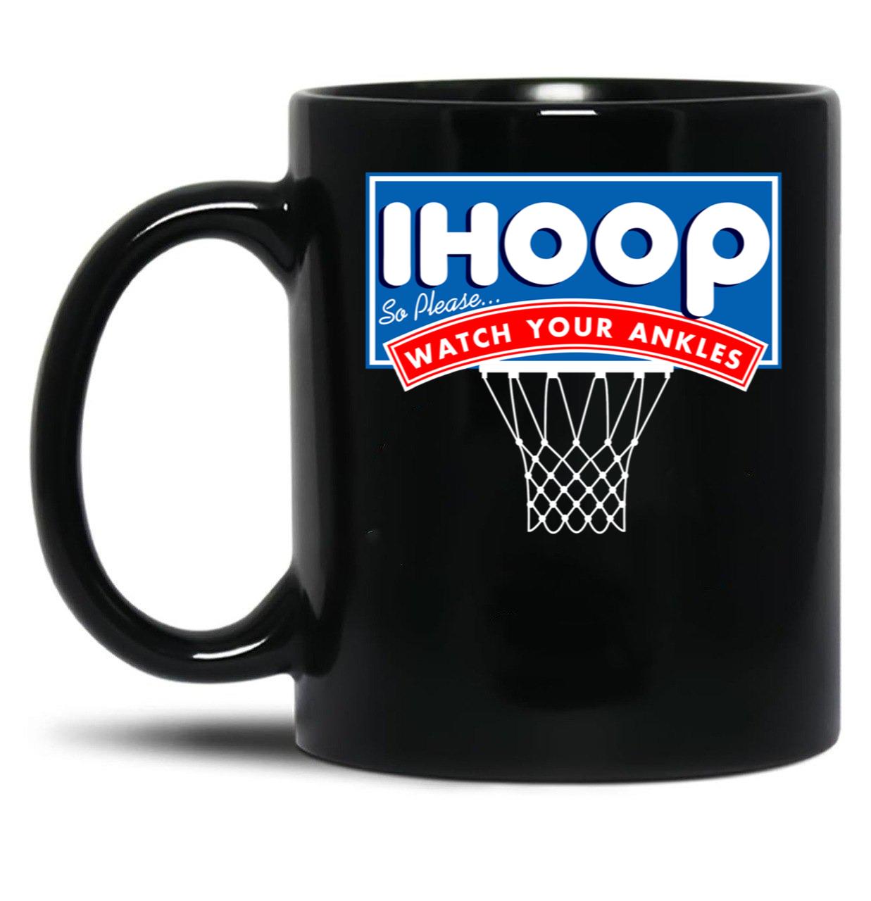 Ihoop I Hoop So Please Watch Your Ankles Classic Logo Black Coffee Mug, Gift Coffee Mug