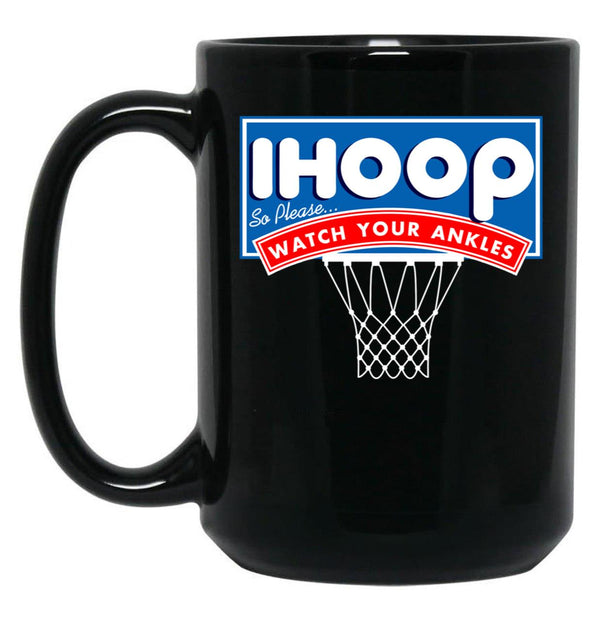 Ihoop I Hoop So Please Watch Your Ankles Classic Logo Black Coffee Mug, Gift Coffee Mug - Black