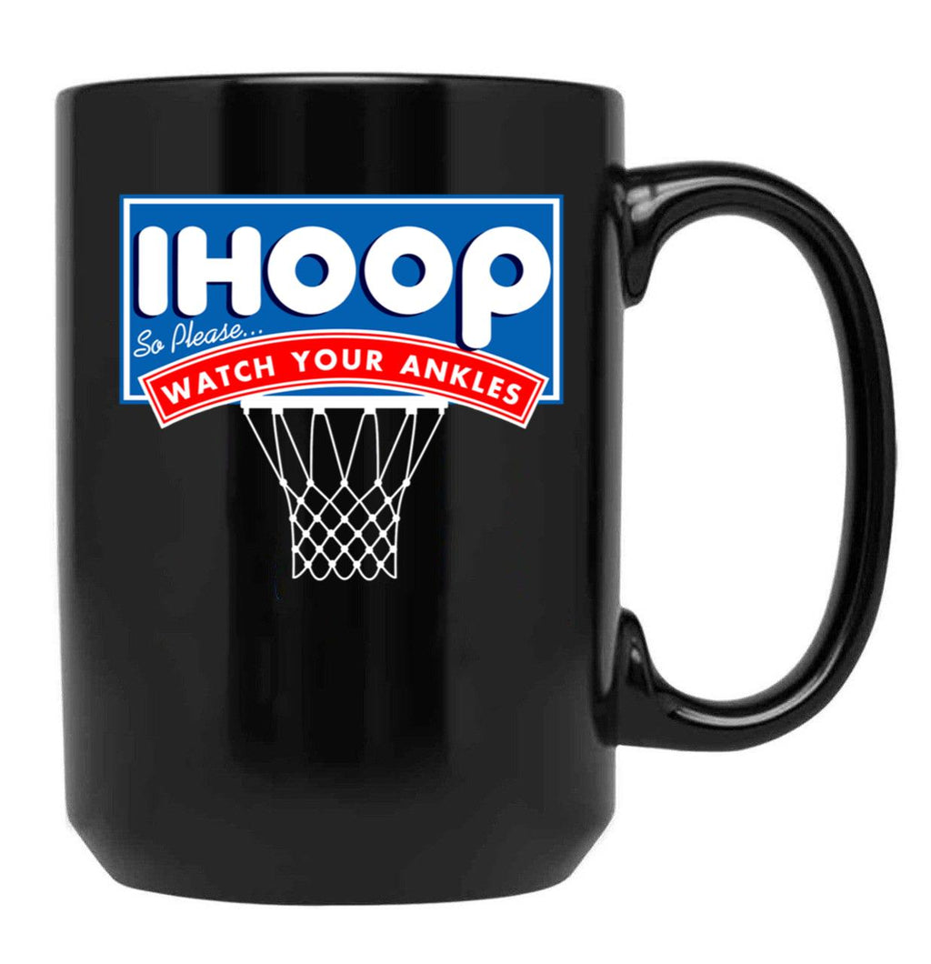 Ihoop I Hoop So Please Watch Your Ankles Classic Logo Black Coffee Mug, Gift Coffee Mug