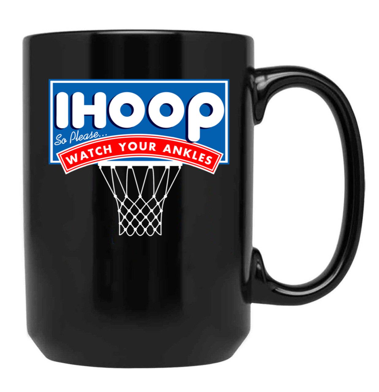 Ihoop I Hoop So Please Watch Your Ankles Classic Logo Black Coffee Mug, Gift Coffee Mug