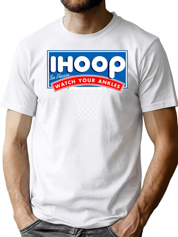 Ihoop I Hoop So Please Watch Your Ankles Classic Logo Premium Heavyweight Cotton T-Shirt - White