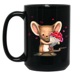 Illustration Of Cute Mouse With A Flower Bouquet Black Coffee Mug