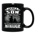 Im Not A Perfect Son But My Crazy Mom Loves Me On Back Black Coffee Mug - Black