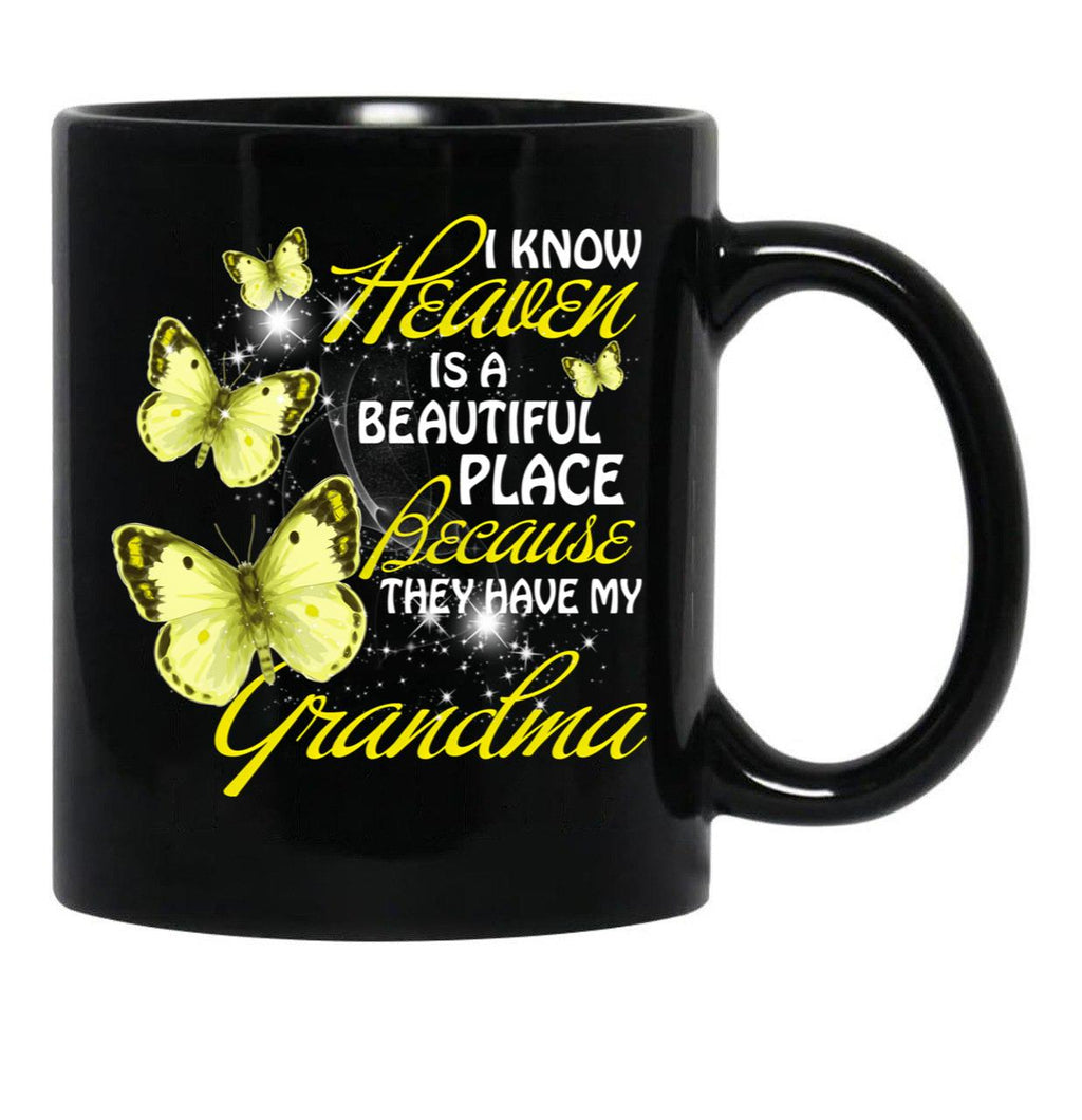 In Memory Of My Grandma Guardian Angel Wings Hoodie Black Coffee Mug - Black