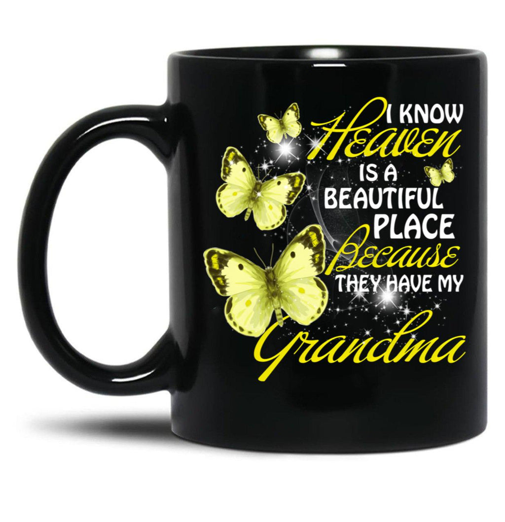 In Memory Of My Grandma Guardian Angel Wings Hoodie Black Coffee Mug