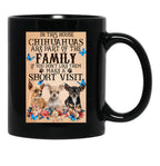 In This House Chihuahuas Are Part Of The Family - Chihuahua Butterfly Flower Black Coffee Mug - Black