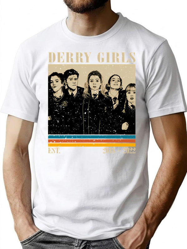 Inspired Derry Girls Minimalist Art T-Shirt for Men & Women, T-Shirts Graphic Tee - White