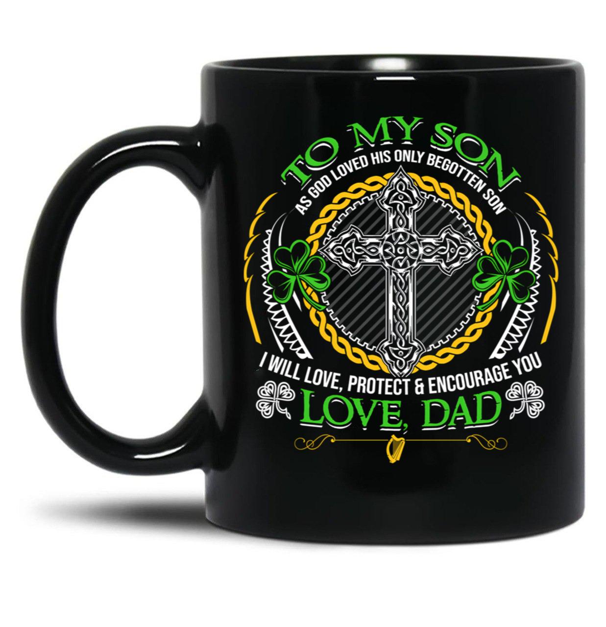 Irish Dad And Son Black Coffee Mug