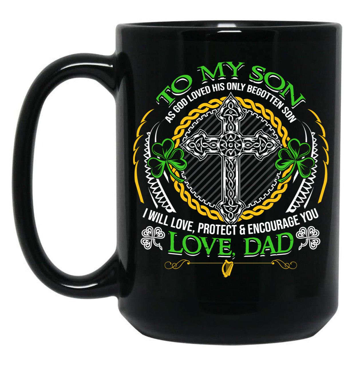 Irish Dad And Son Black Coffee Mug