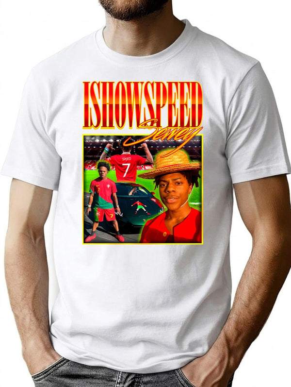 Ishowspeed Vintage Retro Y2K Design T-Shirt for Men & Women, T-Shirts Graphic Tee - White