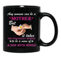 It Takes The Strongest Woman To Be A Mom A Son With Wings Black Coffee Mug - Black