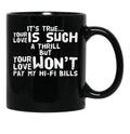 It'S True Your Love White Text Black Coffee Mug - Black