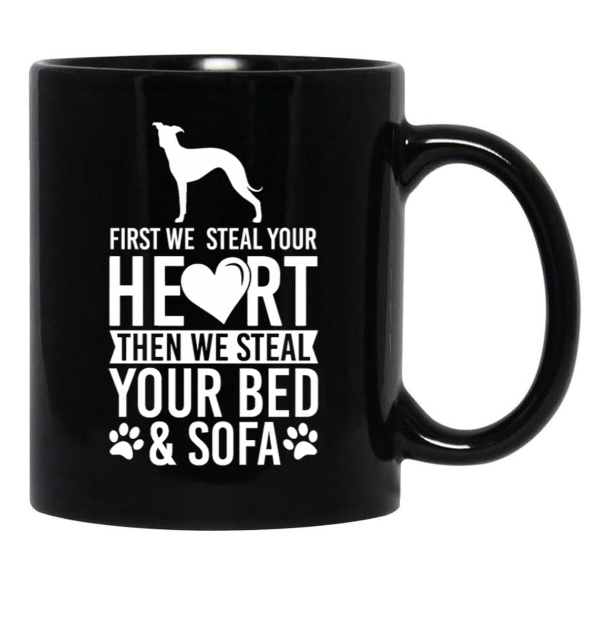 Italian Greyhound Dog Stole Heart Black Coffee Mug - Black
