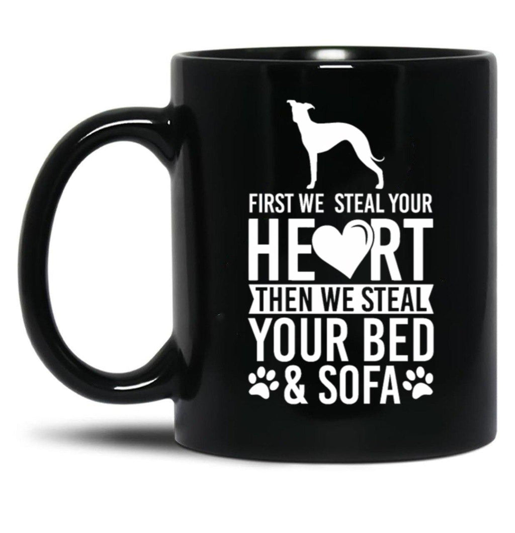 Italian Greyhound Dog Stole Heart Black Coffee Mug
