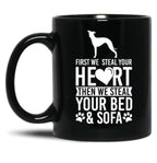 Italian Greyhound Dog Stole Heart Black Coffee Mug