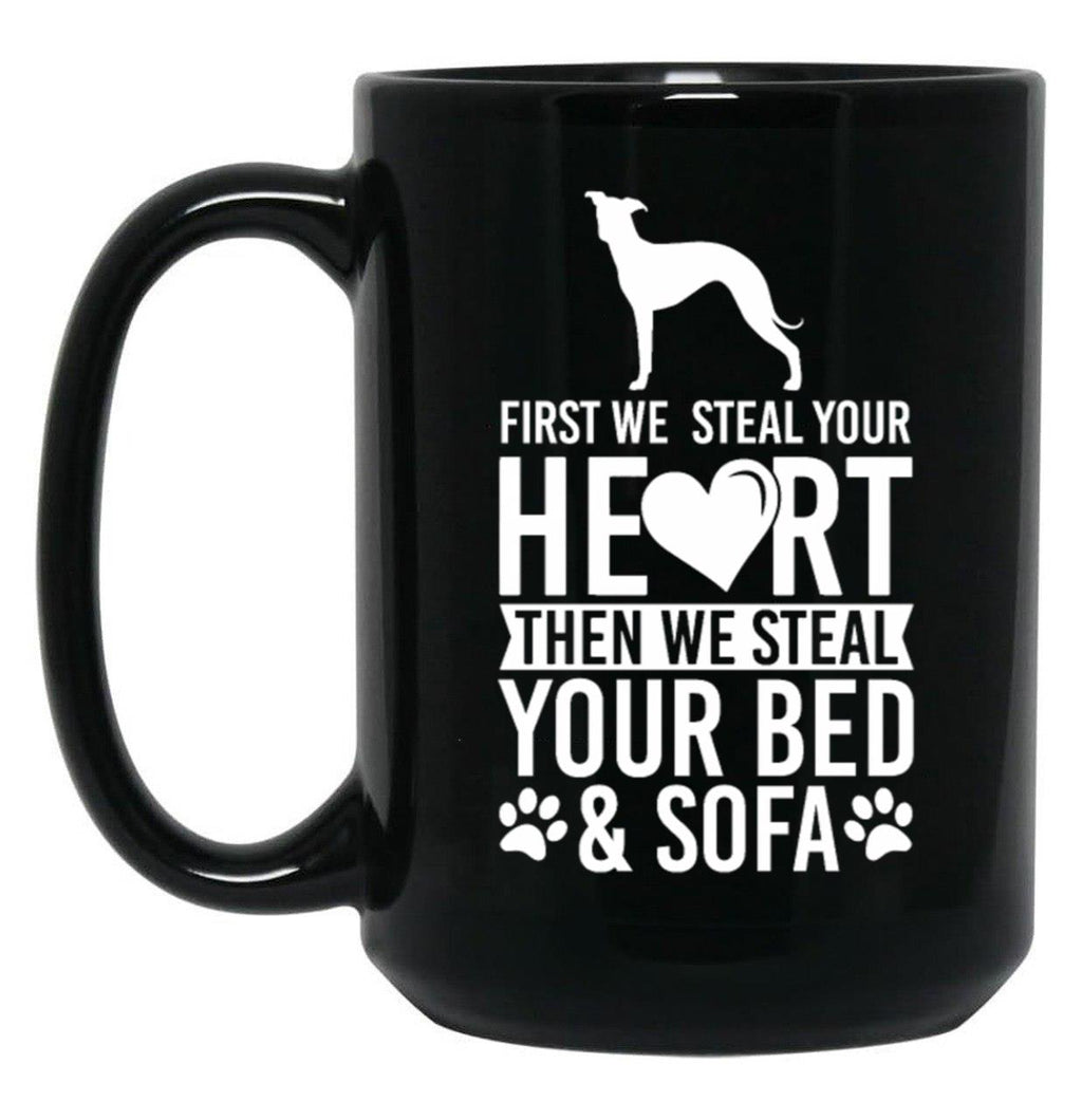 Italian Greyhound Dog Stole Heart Black Coffee Mug
