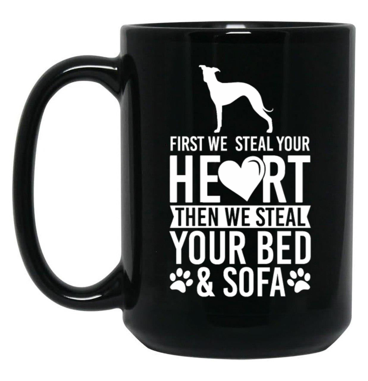 Italian Greyhound Dog Stole Heart Black Coffee Mug
