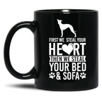 Italian Greyhound Stole Heart Bed  Black Coffee Mug